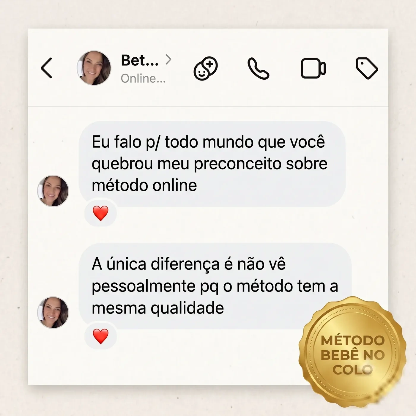 Depoimento de paciente do Método Bebê no Colo