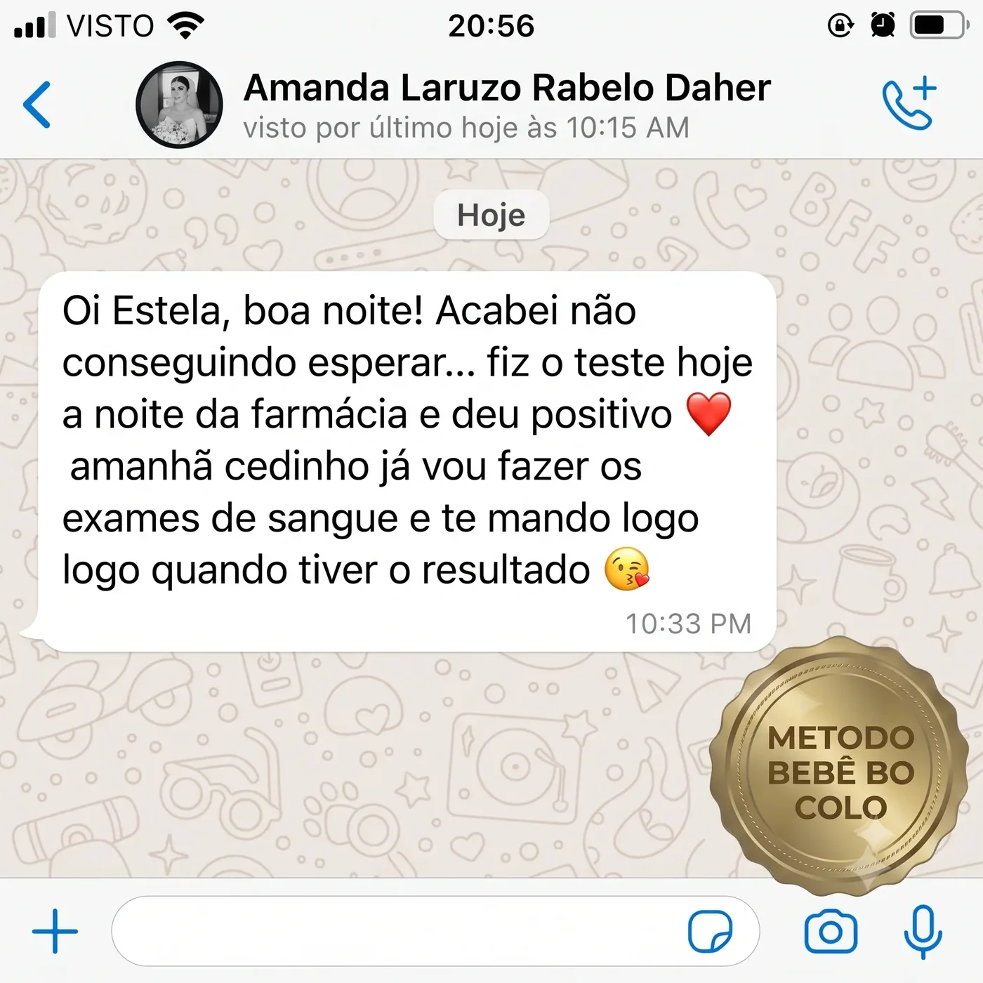Depoimento de paciente do Método Bebê no Colo