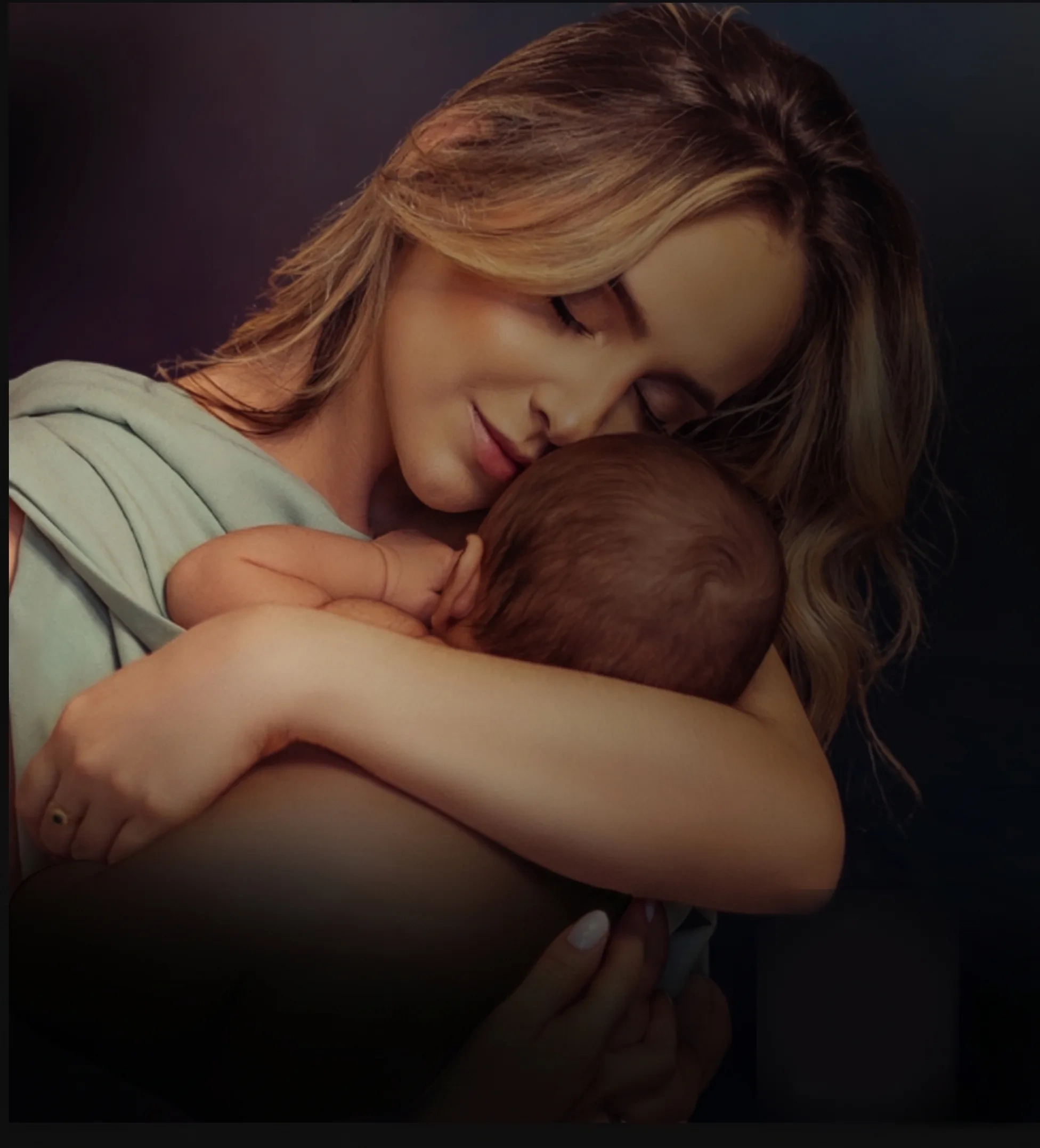 Mãe com bebê no colo